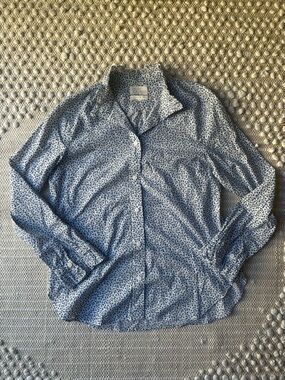 Jcrew White and Blue Patterned Blouse Liberty Fabric Size 8